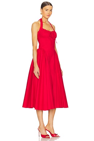 Line & Dot Abbott Halter Midi Dress in Red