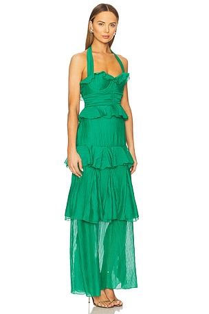 Line & Dot Cari Halter Maxi Dress in Green