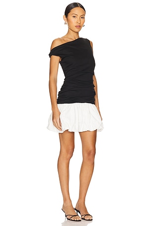 Line & Dot Wesley Mix Media Mini Dress in Black,White