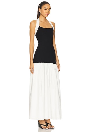 Line & Dot Kohl Mix-media Maxi Dress in Black,White