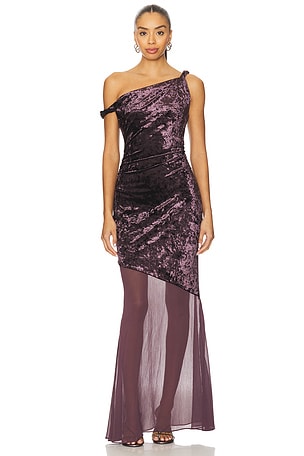 Taron Mix-media Maxi Dress Line & Dot