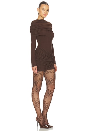 Line & Dot Lior Draped Mini Dress in Chocolate