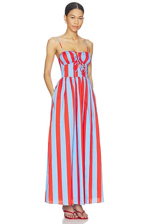 Line & Dot Primo Dress in Blue,Tangerine