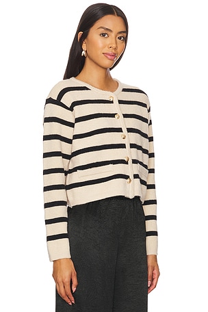 Line & Dot Benni Stripe Cardigan in Tan