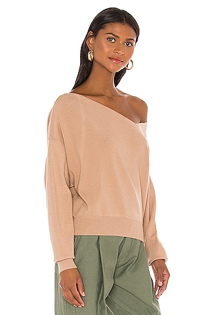 Line & Dot Favorite Off Shoulder Sweater in Tan