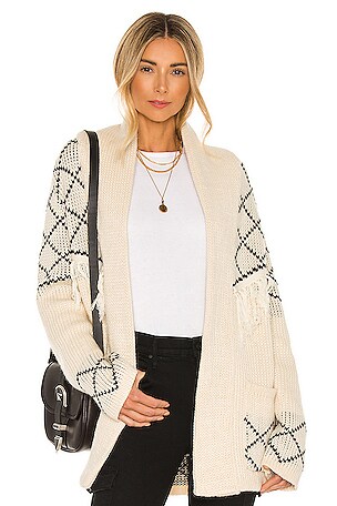 Line & Dot Elise Knit Cardigan in Natural & Black | REVOLVE