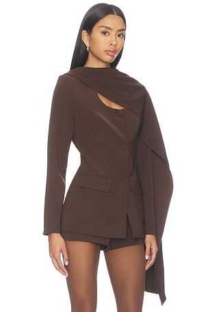 Lene & Dot Nimah Scarf Blazer en Marron