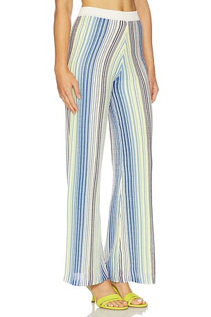Line & Dot Kit Striped Knit Sweater Pants in Blue,Green