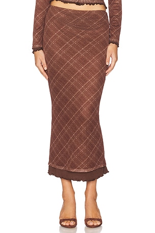 Richard Plaid Midi Skirt Line & Dot