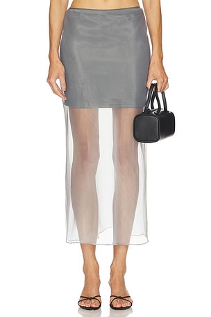 x REVOLVE Denman Midi Skirt Line & Dot