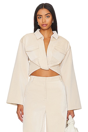 L'Academie The Lena Blouse in Khaki