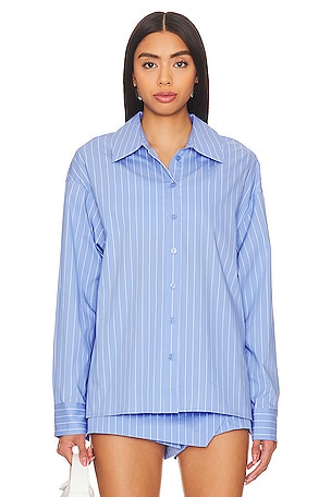 Line & Dot Oxford Button Down in Blue