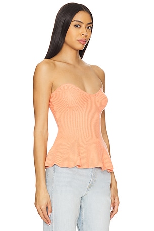 Line & Dot Saffy Peplum Top in Coral