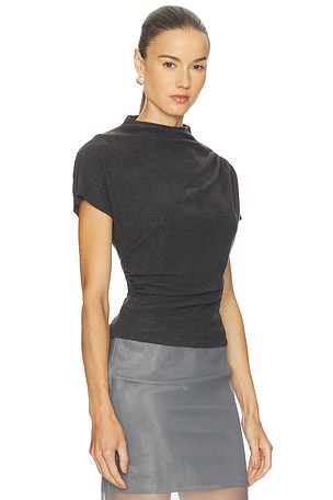 Line & Dot Walker Draped Top in Charcoal. Size M. Also
