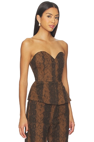 Line & Dot Iggy Peplum Top in Brown