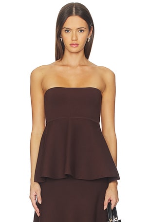 in Brown Kingston Knit Peplum Top Line & Dot