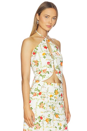 Line & Dot Anisa Top in White,Orange