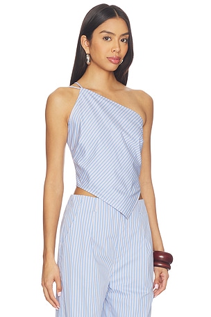 Line & Dot x REVOLVE Claudine Asymmetrical Top in Blue. Size L. Also