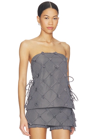 Line & Dot Thora Strapless Top in Black,White