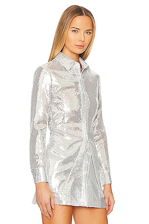 LEJE Sequin Shirt in Metallic Silver