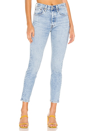 RE/DONE HIGH RISE ANKLE CROP - Slim fit jeans - light blue/blue denim 