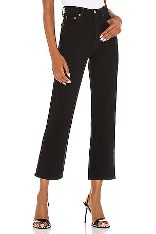 Levi's Ribcage Straight Ankle Jeans Black Heart - ShopperBoard