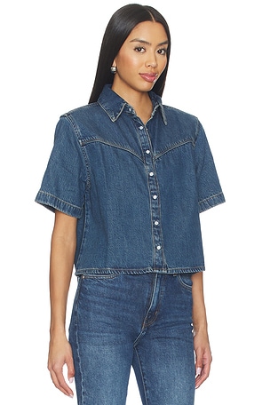 LEVI'S Logan Short Sleeve Denim Shirt in Blue. Size S. Also