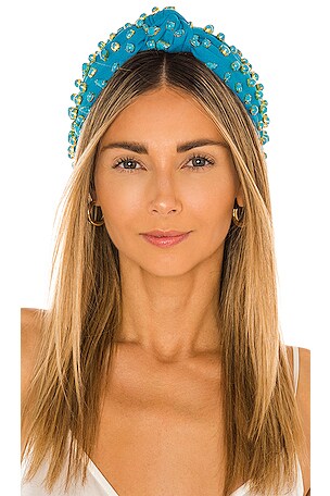 Lele Sadoughi Candy Jeweled Knotted Headband in Turquoise  display picture 2