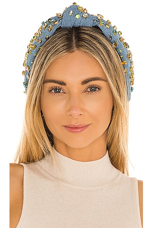 Lele Sadoughi Denim Knotted Headband Lele Sadoughi Embellished Knotted Denim Headband | Neiman Marcus main image 3