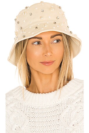 Lele Sadoughi Jeweled Bucket Hat in Ivory | REVOLVE display picture 1