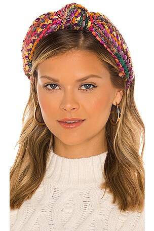 Lele Sadoughi Sweater Knotted Headband in Desert Rainbow in  display picture 2