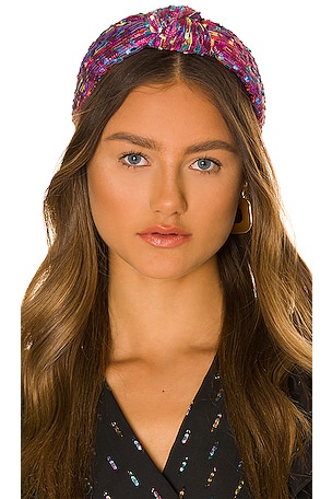 Lele Sadoughi Shimmer Confetti Knotted Headband in Magenta  display picture 1