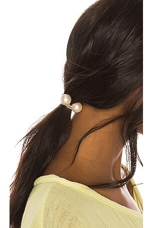 Lele Sadoughi Gum Ball Hair Tie in Pearl | REVOLVE display picture 3