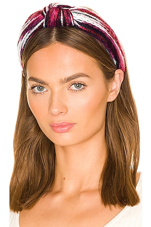 Lele Sadoughi Mixed Yarn Knotted Headband in Berry | REVOLVE display picture 3