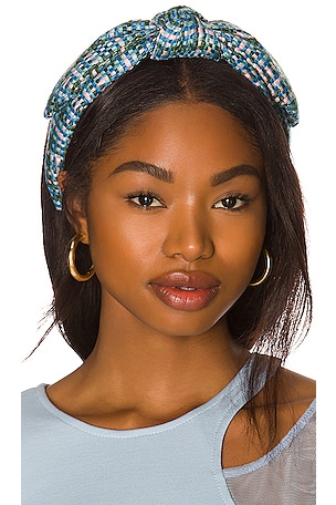 Lele Sadoughi Tweed Veronica Bow Headband in Lawn Check  display picture 1