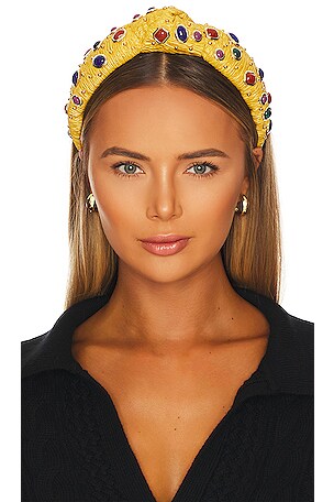 Lele Sadoughi Bezel Jewel Knotted Headband in Glass Rainbow  display picture 2