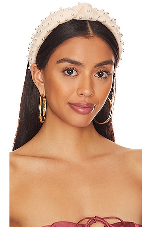 Slim Pearl Embellished Knotted Headband Lele Sadoughi