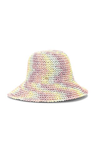 Lele Sadoughi Raffia Rainbow Bucket Hat in Pastel Playa  display picture 2
