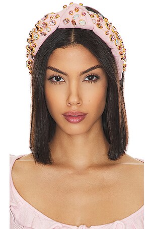 Lele Sadoughi Glittering Knotted Headband in Shell Pink  display picture 1