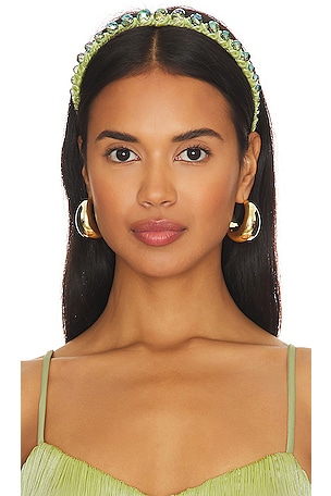 Lele Sadoughi Graduated Crystal Headband in Sage Green | REVOLVE display picture 1
