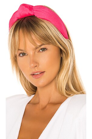 Lele Sadoughi Knotted Headband in Bright Pink magenta knotted headband by lele sadoughi – Shoppe Details  main image 3