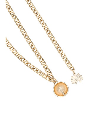 Lele Sadoughi Logo Chain Belt in Metallic Gold