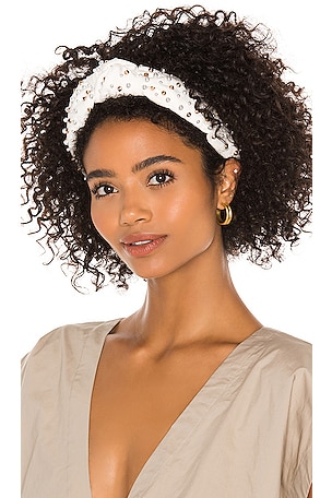 Lele Sadoughi Pearl Twist Headband in Ivory and Gold Lele Sadoughi Charlotte Faux Pearl Sprinkle Headband  main image 2