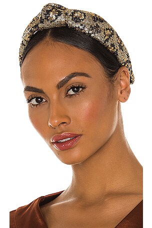 Lele Sadoughi Sequin Knotted Headband in Leopard | REVOLVE display picture 2