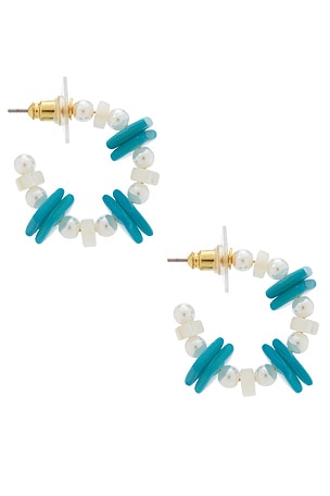 Lele Sadoughi Beach Club Hoop Earrings in Teal