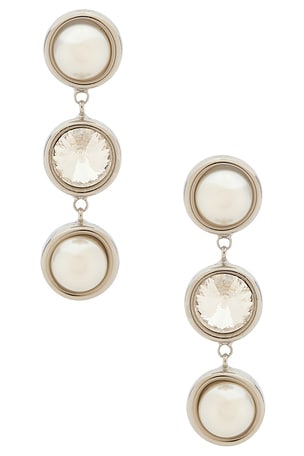 Clare Crystal And Pearl Linear Earrings LELET NY