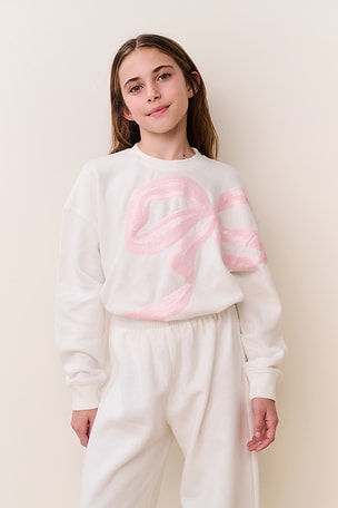 LoveShackFancy Kids Serafina Sweatshirt in Blush. Size 6. Also