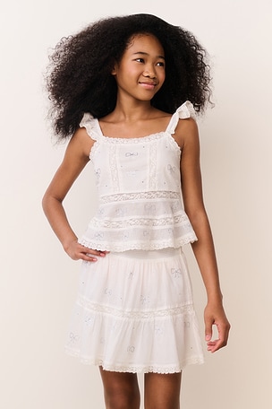 LoveShackFancy Kids Silano Skirt in White
