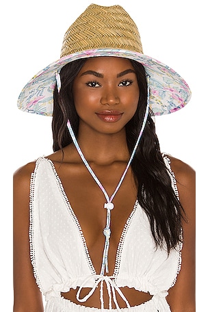 LoveShackFancy X Hurley Straw Hibiscus Hat in Aqua | REVOLVE display picture 2