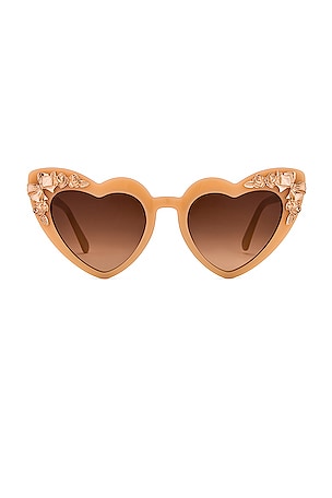 LoveShackFancy Amalia Sunglasses in Golden Peach REVOLVE